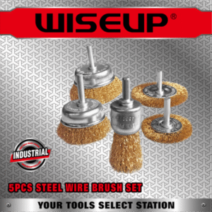 WISEUP JEU BROSSE METALIQE RONDE JAUNE 5PCS 130612