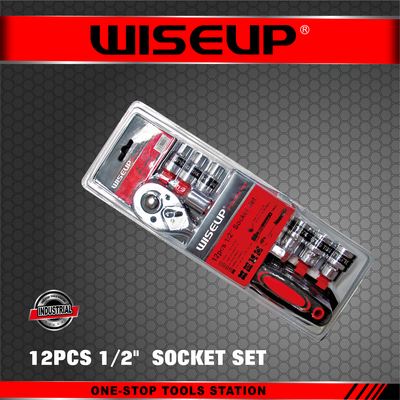 WISEUP JE DOUILLE+CLIQUET 1/2" 12PCS 070205