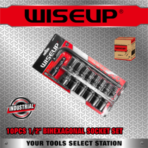 WISEUP JEU DOUILLE NOIR+BRAS 1/2" 16PCS 070204