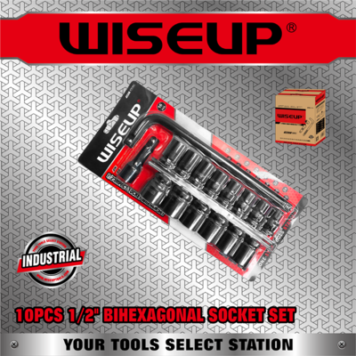 WISEUP JEU DOUILLE NOIR+BRAS 1/2" 16PCS 070204